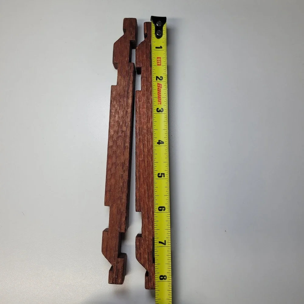 Vintage Long Square Interlocking Wooden Blocks Set of 2 Brown 8.25 Inch Notched